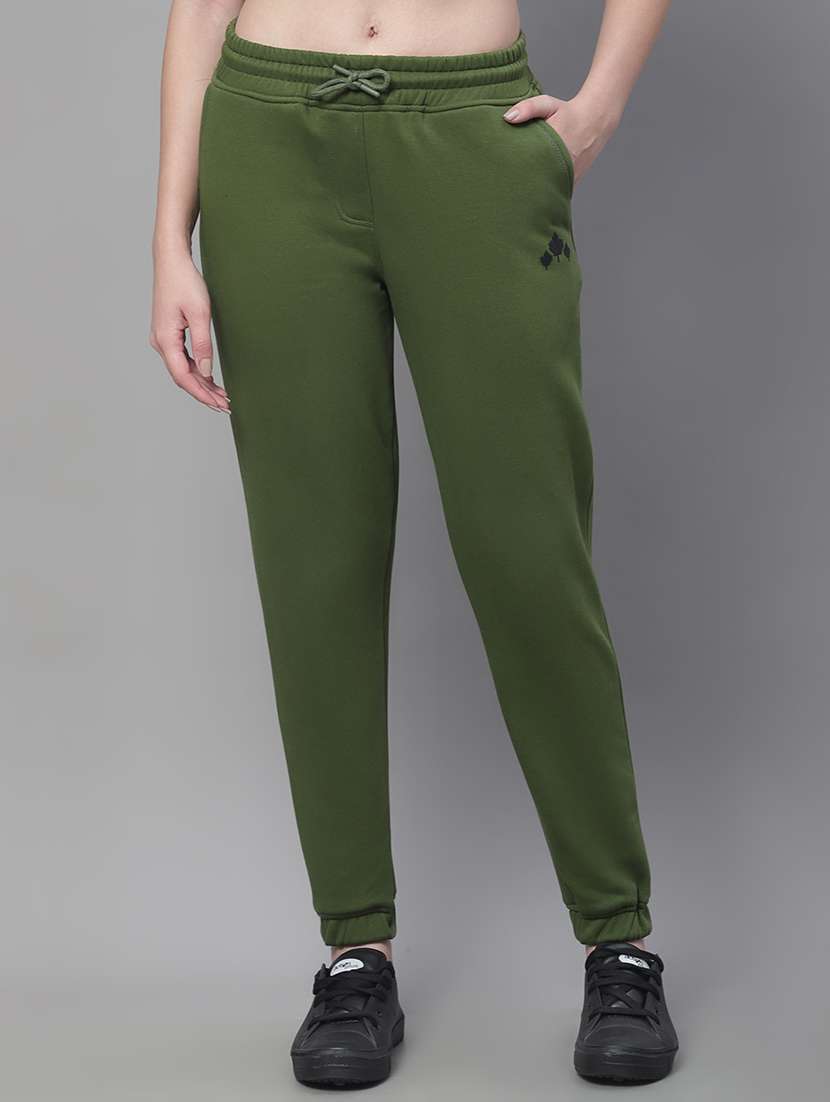green cotton blend track pants