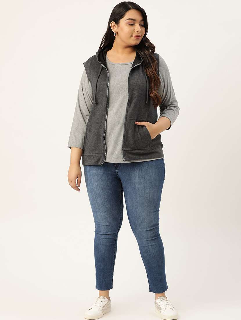 women plain hooded plus size sweatshirt - 19957180 -  Standard Image - 2