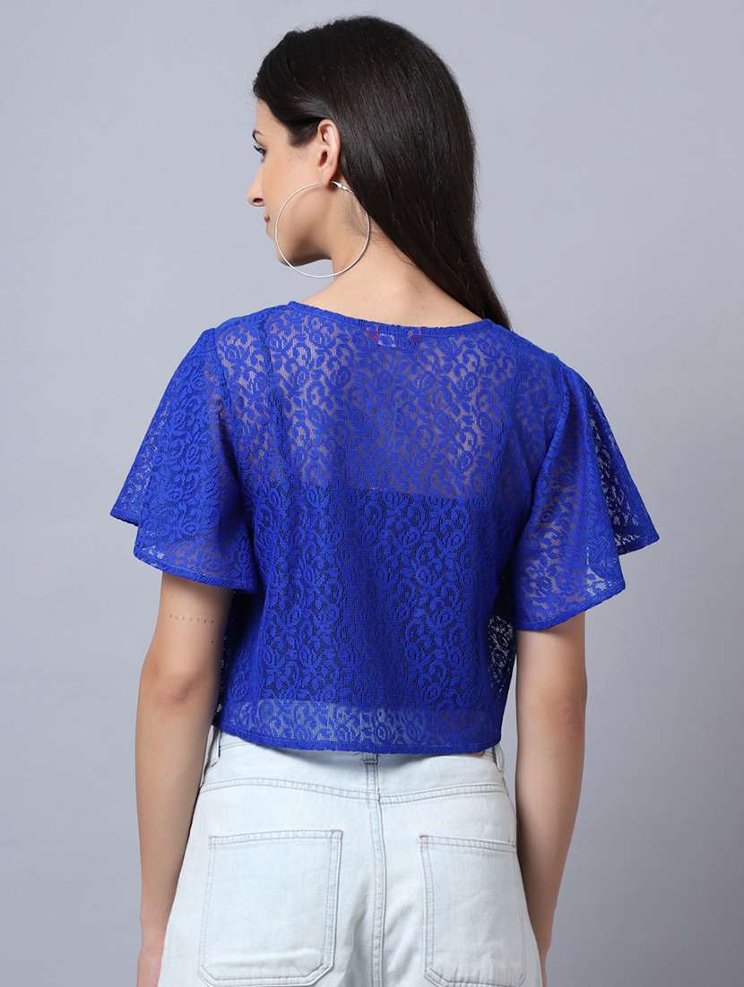 blue lace short sleeve shrug - 19957191 -  Standard Image - 2
