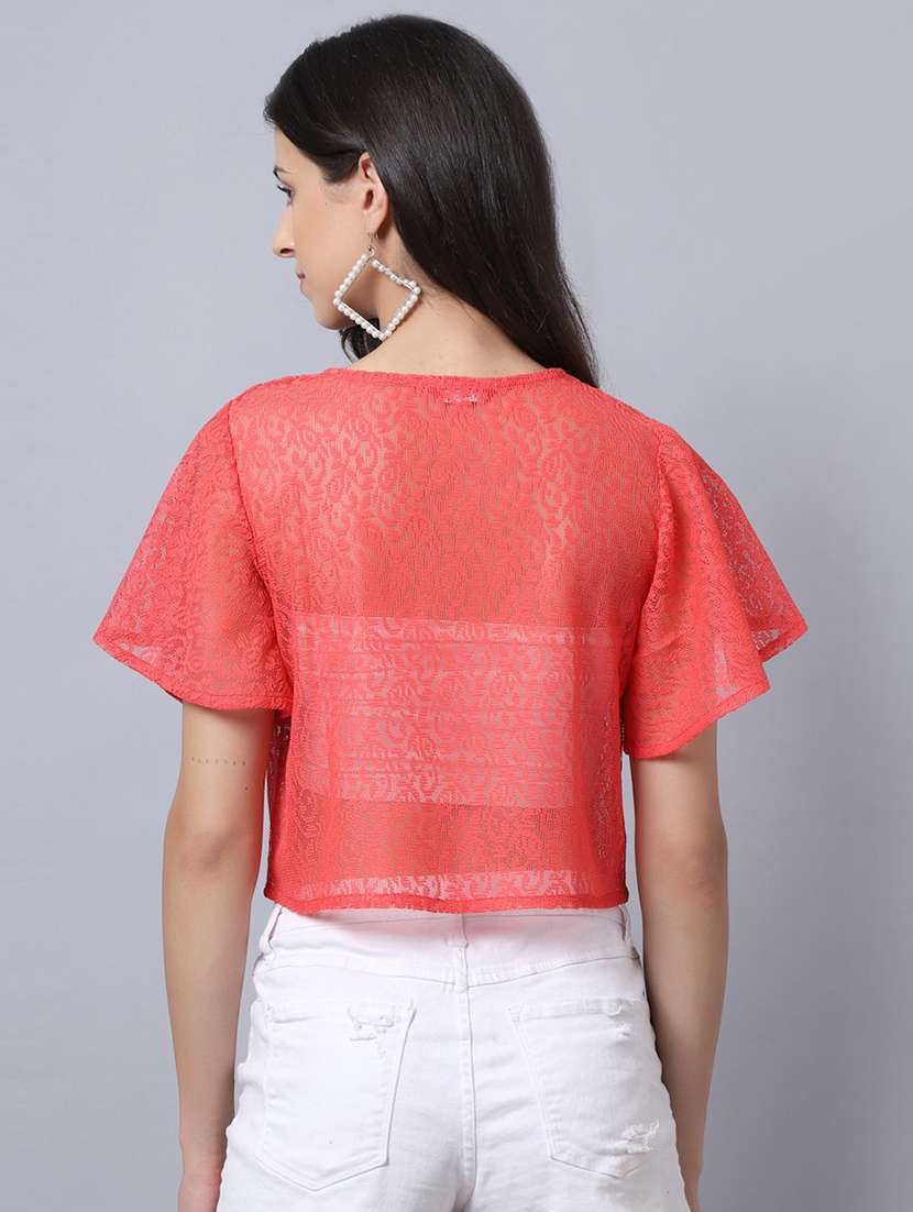 Pink Lace Short Sleeve Shrug - 19957196 -  Standard Image - 2