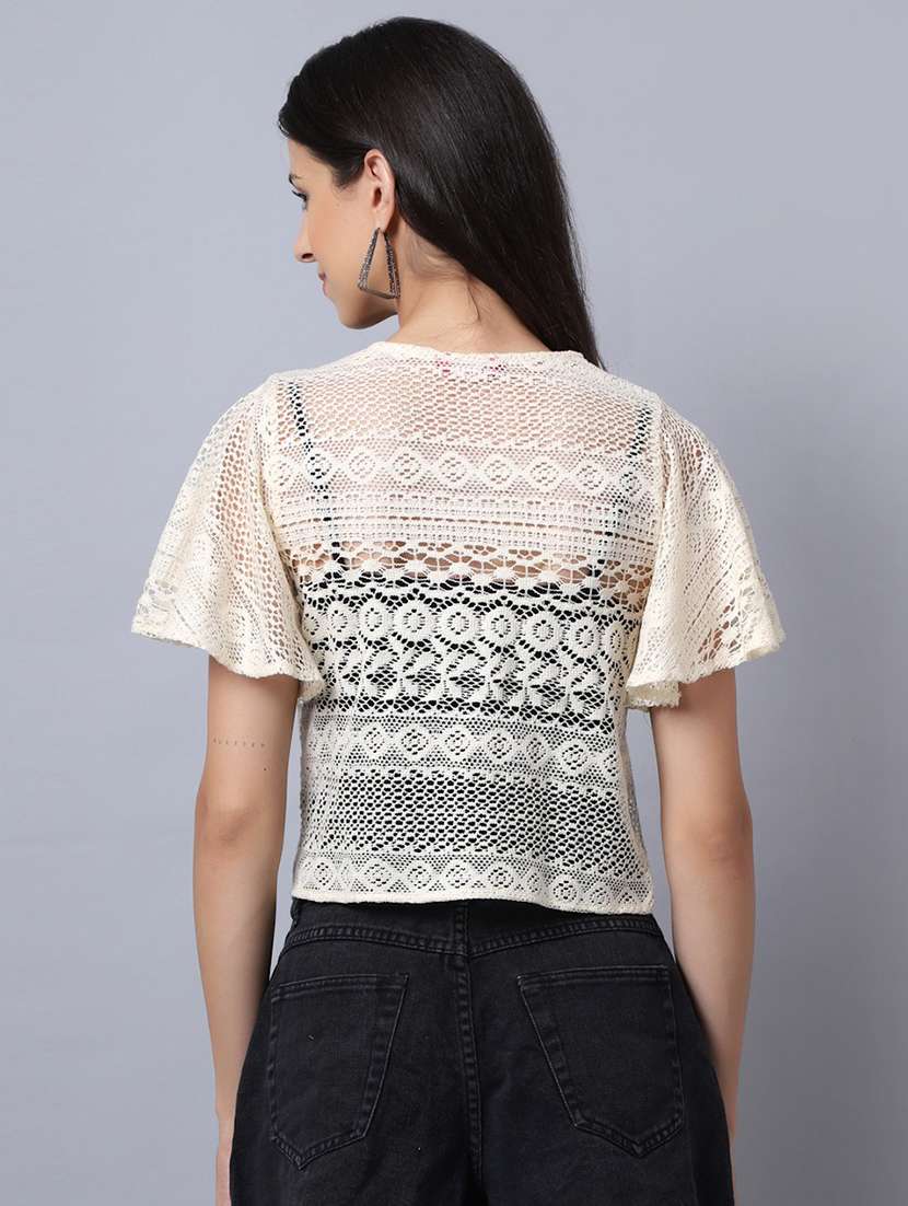 off white lace short sleeve shrug - 19957221 -  Standard Image - 2