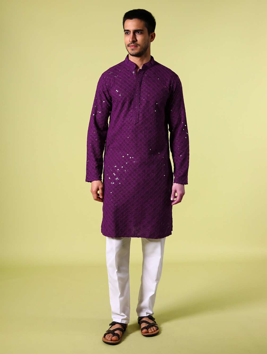 men's embroidered cotton kurta
