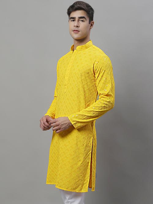men's embroidered cotton kurta - 19957250 -  Standard Image - 0