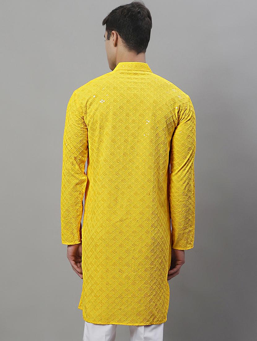 men's embroidered cotton kurta - 19957250 - Standard Image - 2