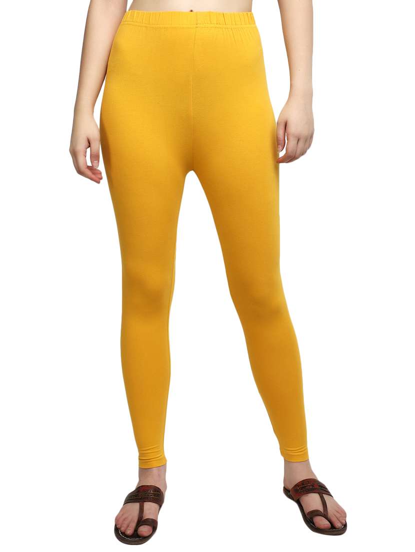 women yellow cotton legging