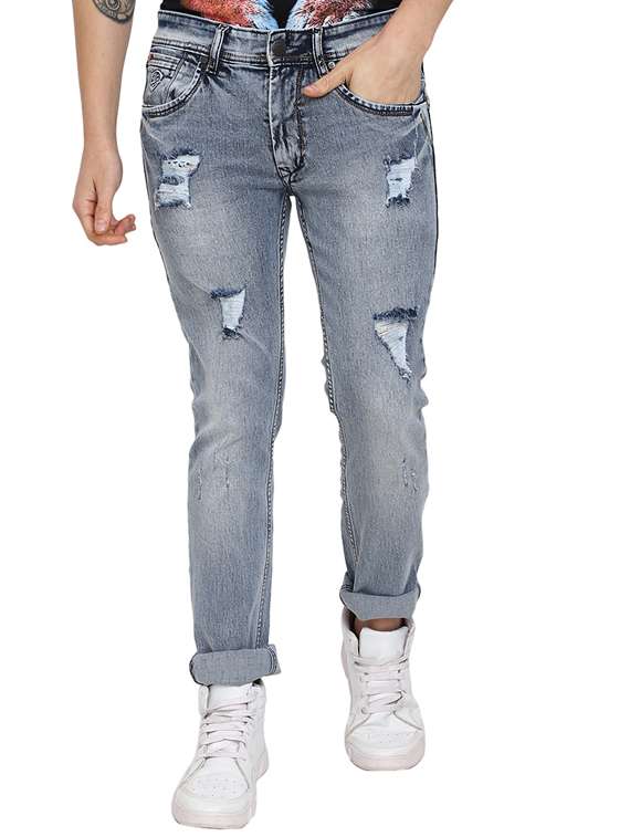 mens slim fit distressed jeans