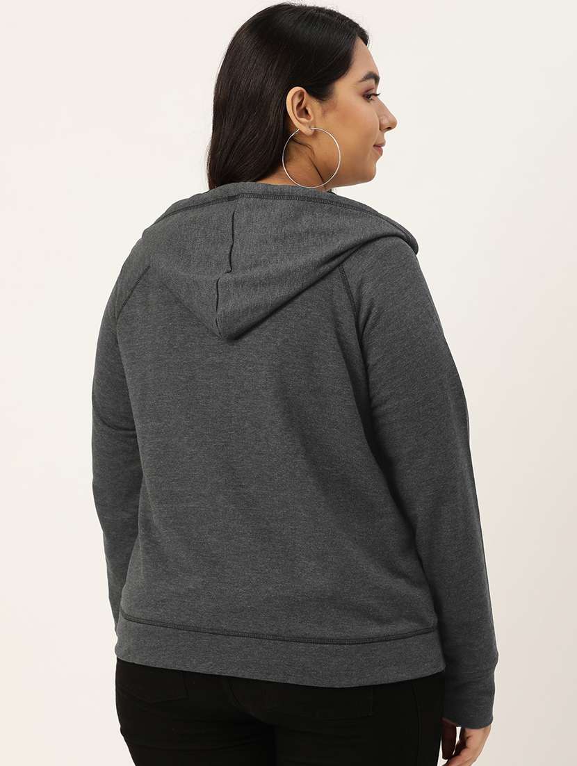 Women Plain Hooded Plus Size Sweatshirt - 19959828 -  Standard Image - 2