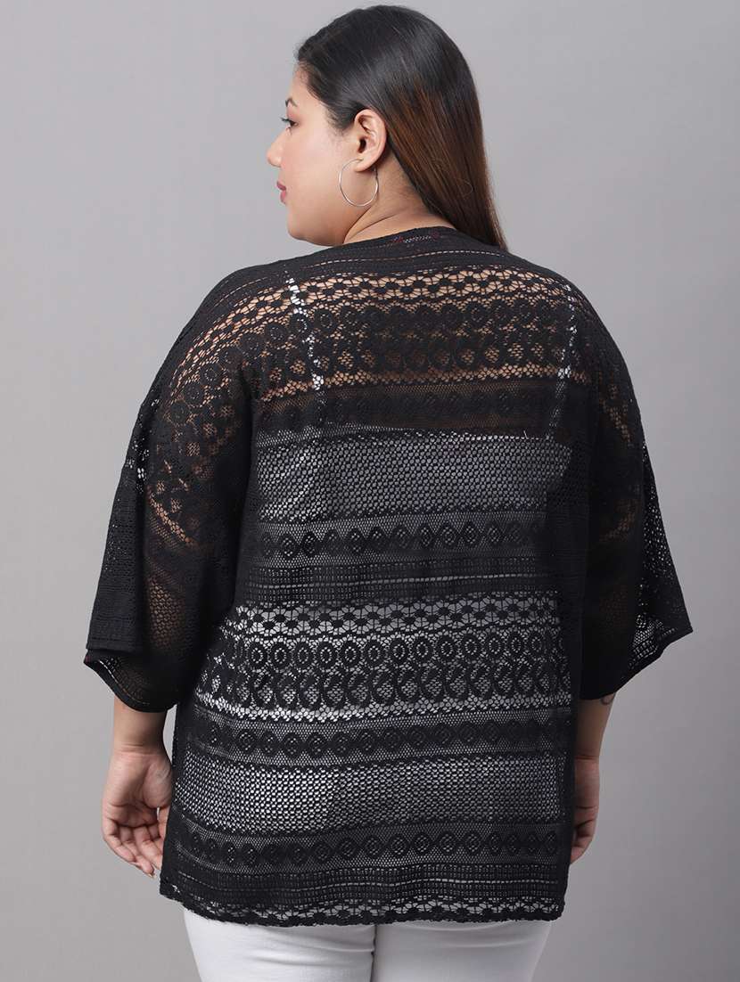 women self design three quarter sleeve shrugs - 19959927 -  Standard Image - 2