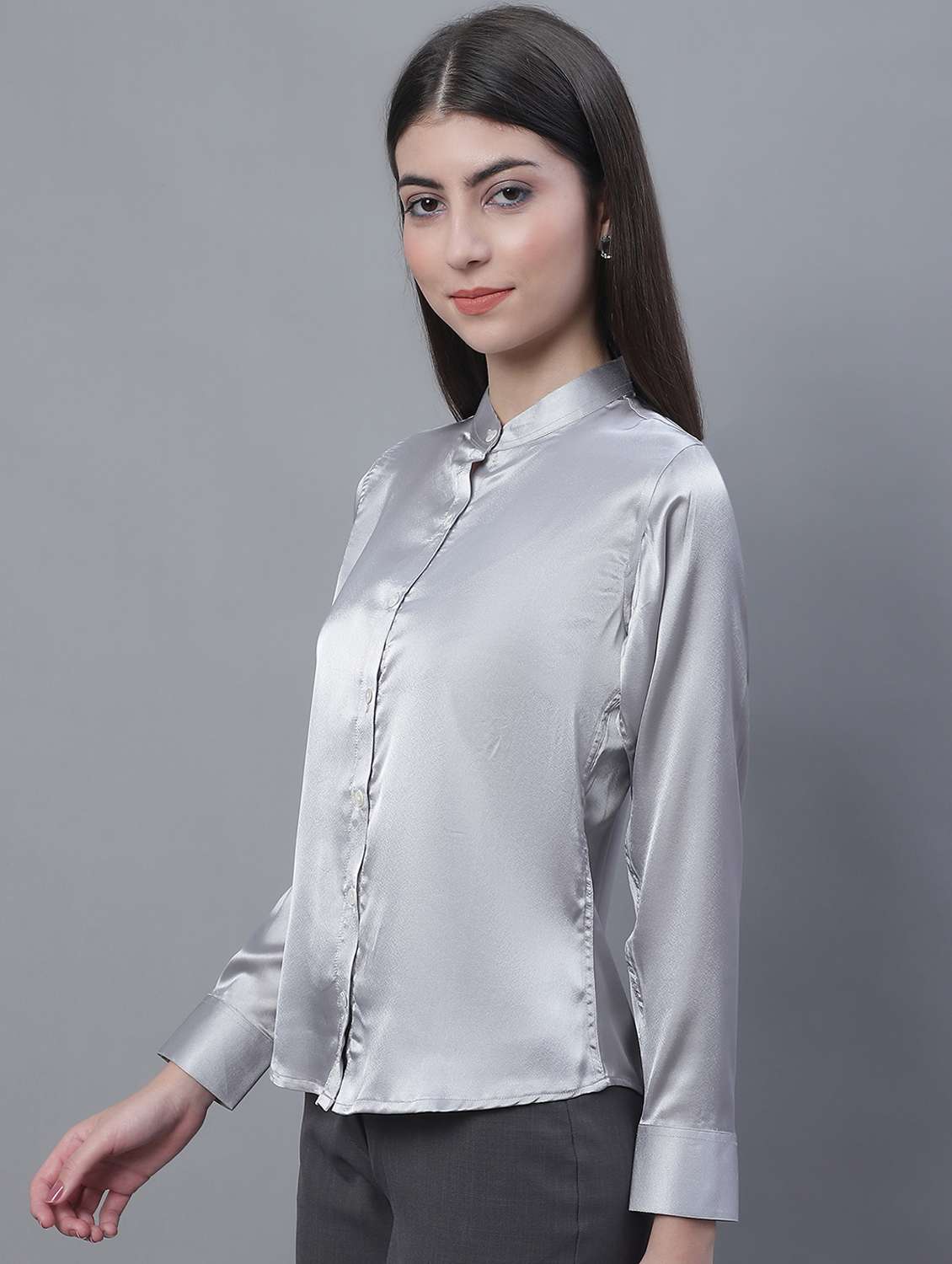 women's straight mandarin neck top - 19962969 -  Standard Image - 2