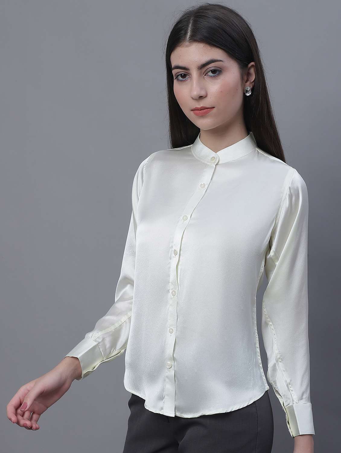 women's straight mandarin neck top - 19962971 -  Standard Image - 2