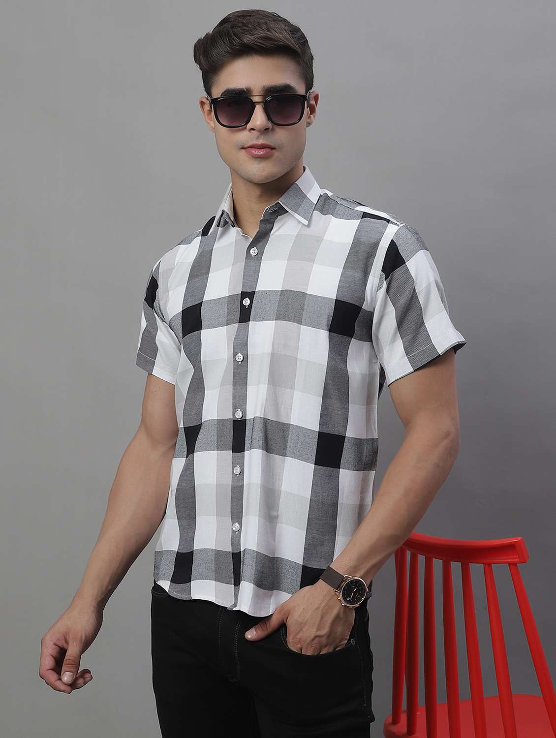 mens checks casual shirt - 19962983 -  Zoom Image - 0