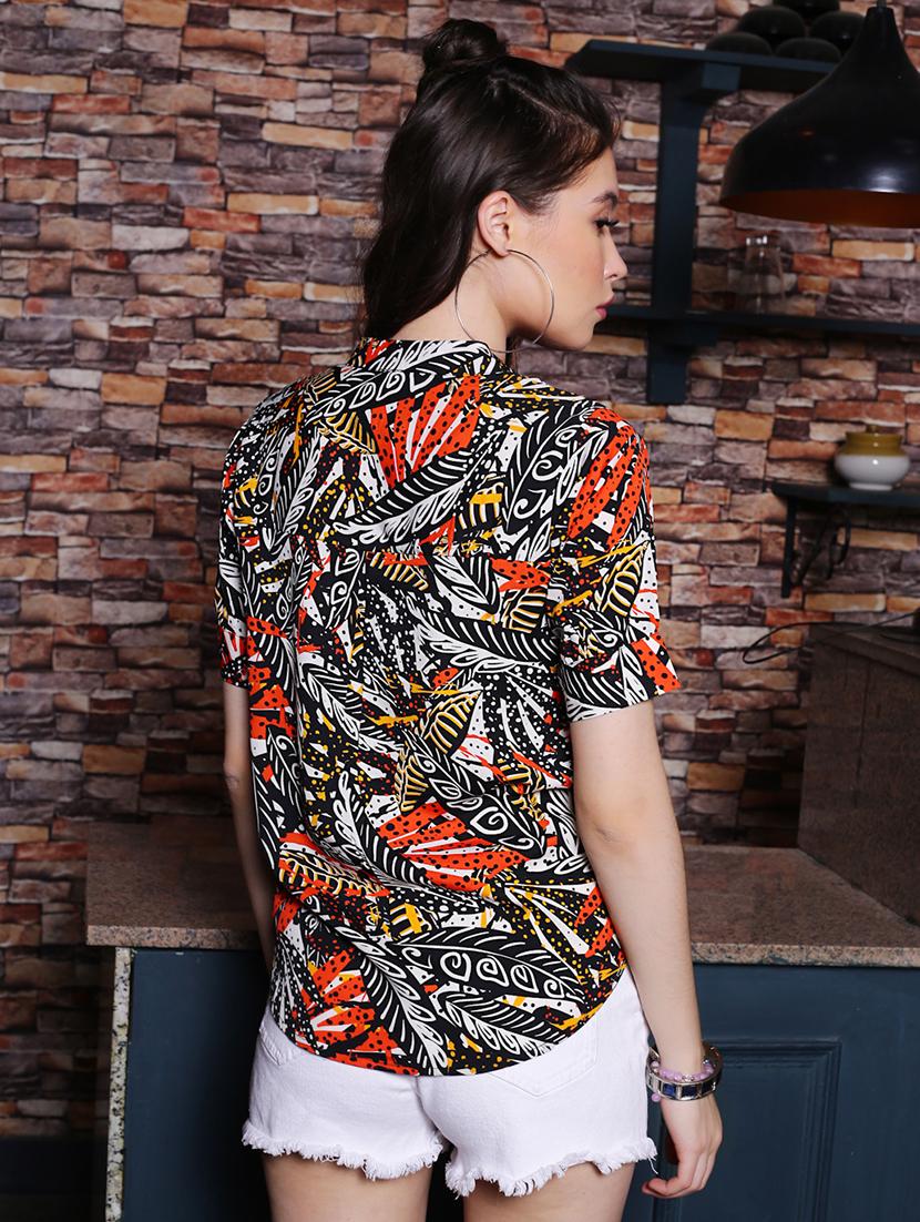 women's high-low mandarin neck top - 19963263 - Standard Image - 2