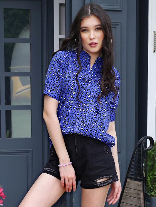 women's straight mandarin neck top - 19963265 -  Standard Image - 0