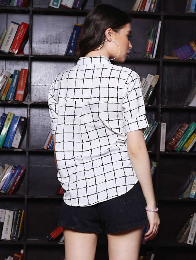 women's high-low mandarin neck top - 19963270 - Standard Image - 2