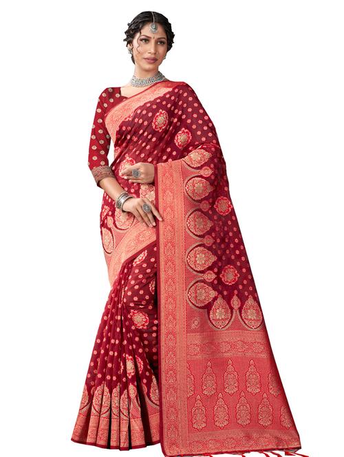 women's banarasi saree with blouse - 19963285 - Standard Image - 0