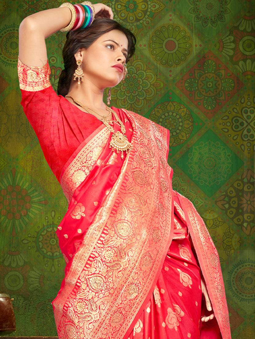 pink silk banarasi saree with blouse - 19963335 - Standard Image - 2