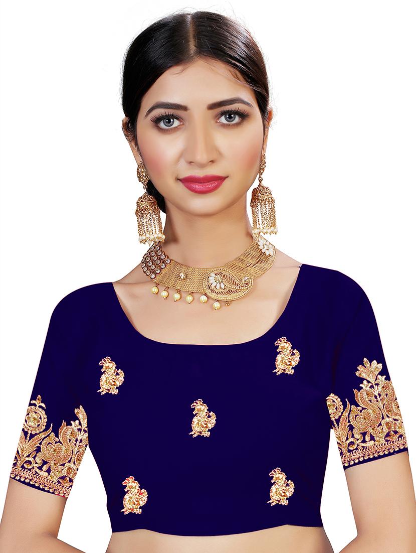 women's embroidered saree with blouse - 19963458 - Standard Image - 2