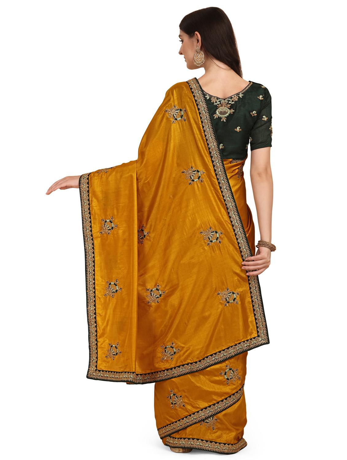 yellow embroidered saree with blouse - 19963466 - Standard Image - 2