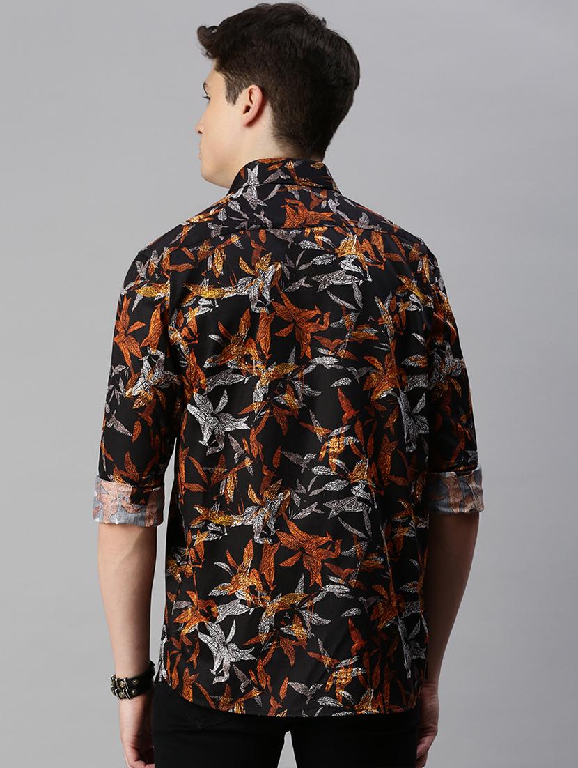 mens leaf print casual shirt - 19963550 - Standard Image - 2