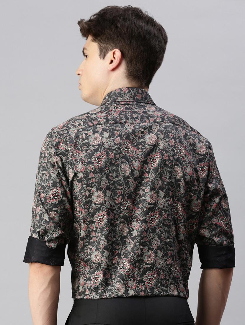men floral printed long sleeve casual shirt - 19963555 - Standard Image - 2