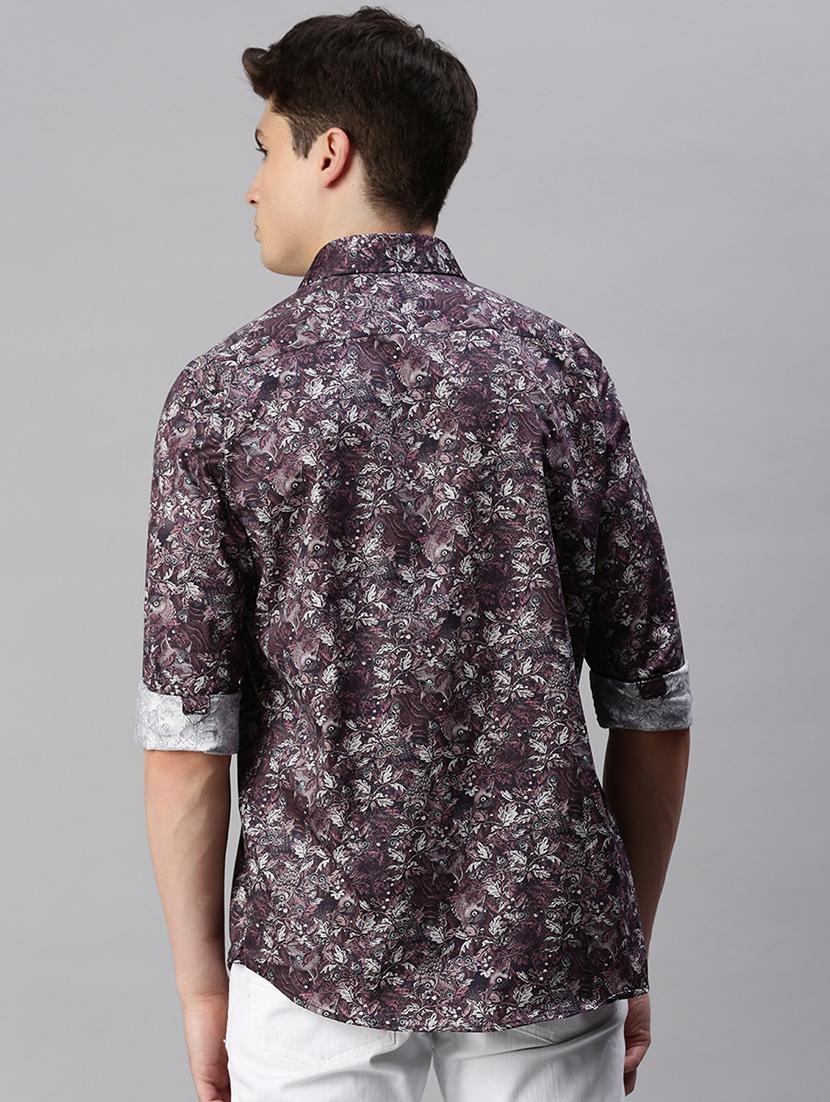 mens leaf print casual shirt - 19963565 - Standard Image - 2
