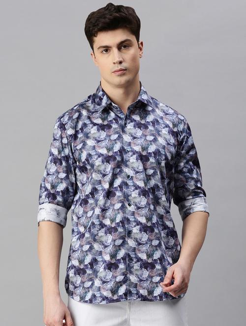 mens leaf print casual shirt - 19963566 - Standard Image - 0