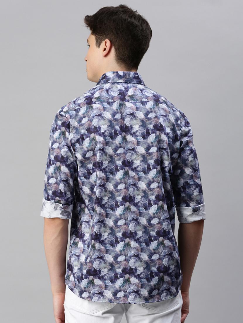 mens leaf print casual shirt - 19963566 - Standard Image - 2