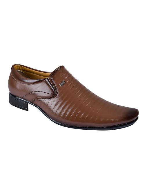 brown slip on formal shoes - 19963680 - Standard Image - 0