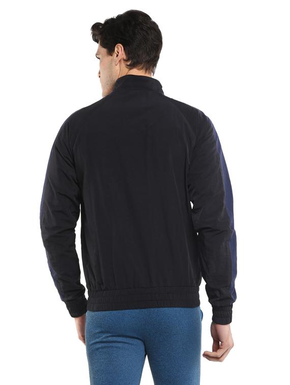 blue color block long sleeve casual jacket - 19963802 - Standard Image - 2