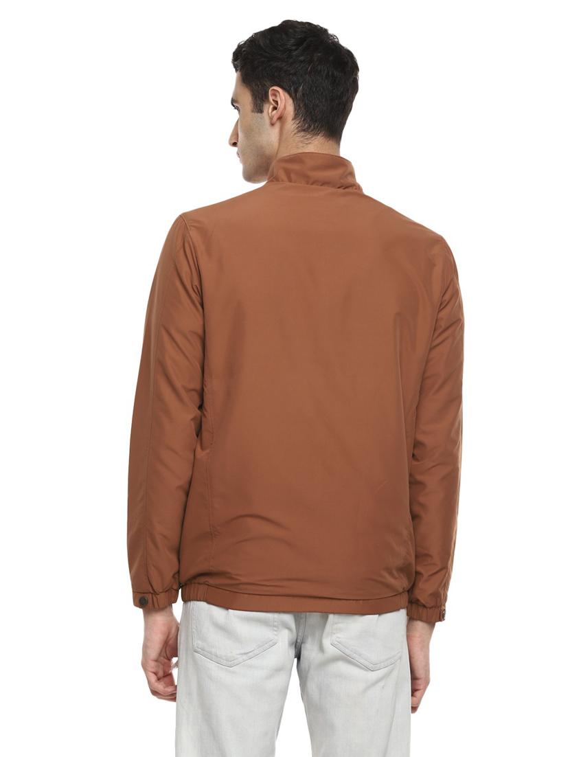 brown solid long sleeve bomber jacket - 19963808 - Standard Image - 2