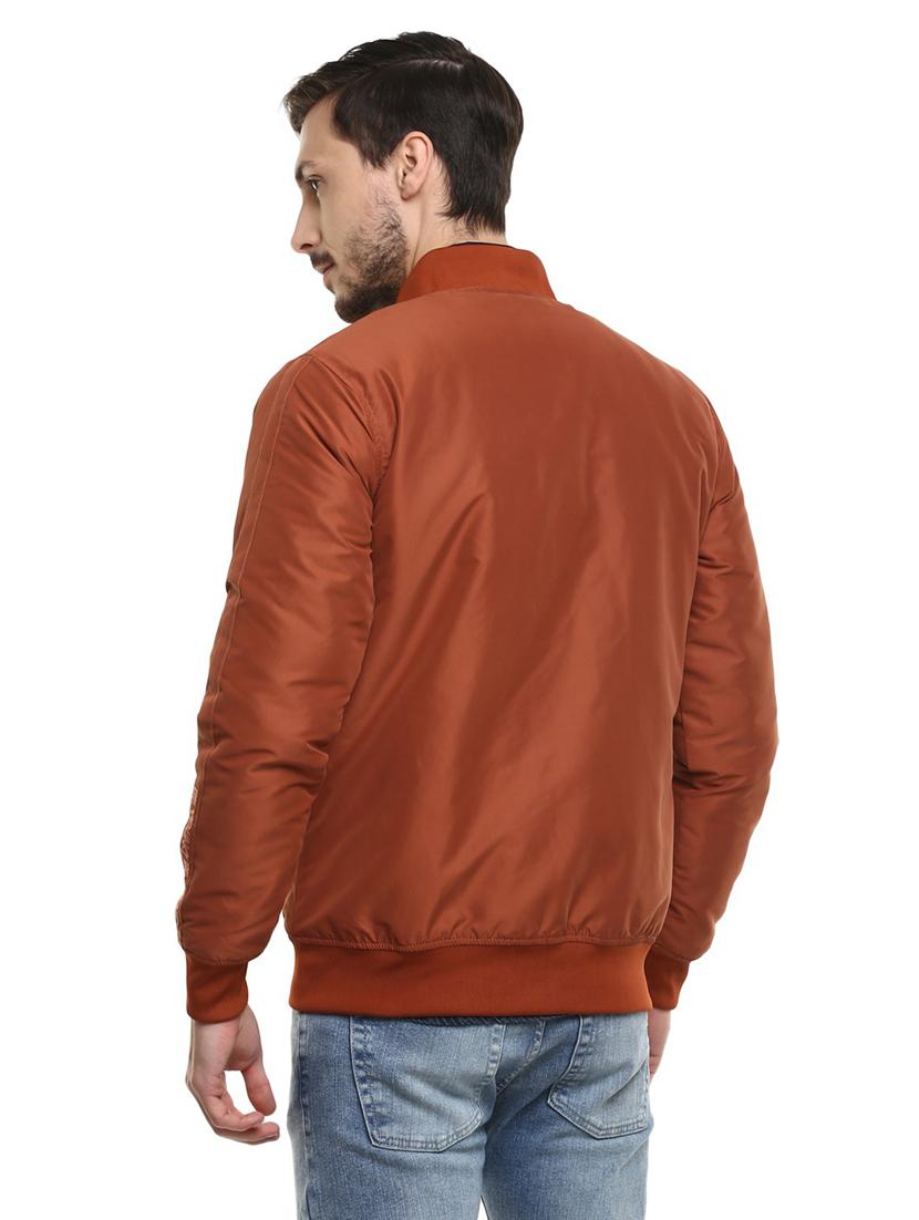 brown solid long sleeve bomber jacket - 19963809 - Standard Image - 2