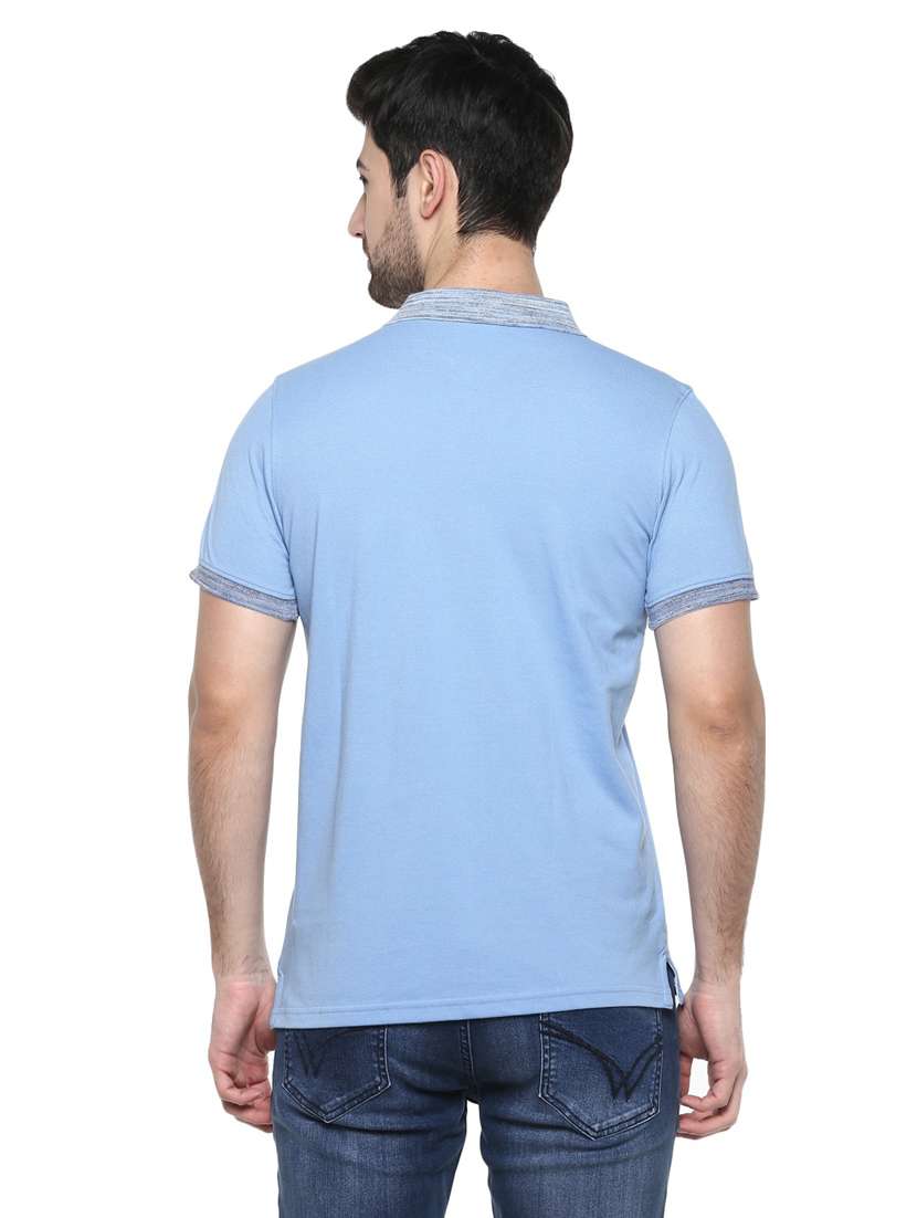 blue solid cotton polo t-shirt - 19963998 - Standard Image - 2