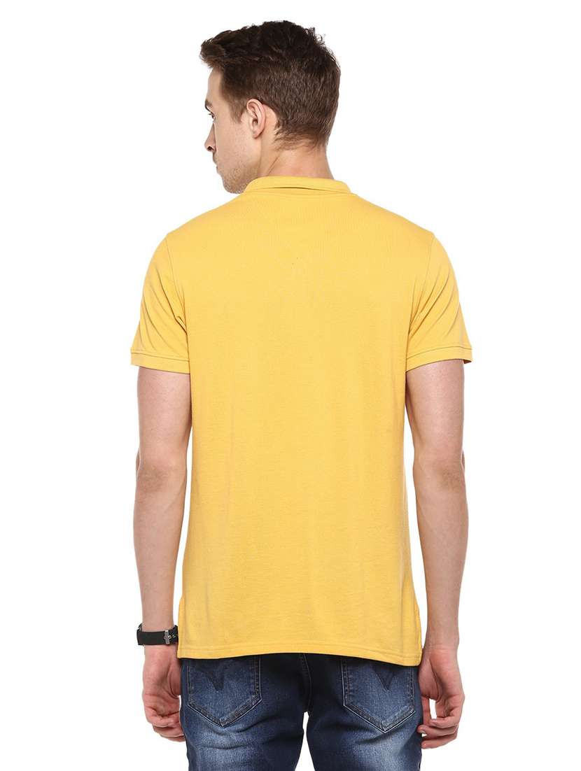 yellow solid cotton polo t-shirt - 19964008 - Standard Image - 2