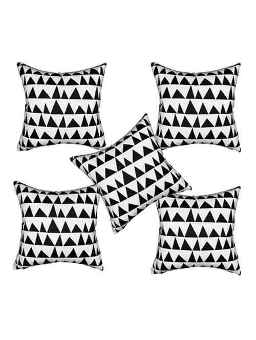 black white pillow covers, triangles cotton cushions, modern home décor, 16x16 inches, set of 5 - 19964069 - Standard Image - 0