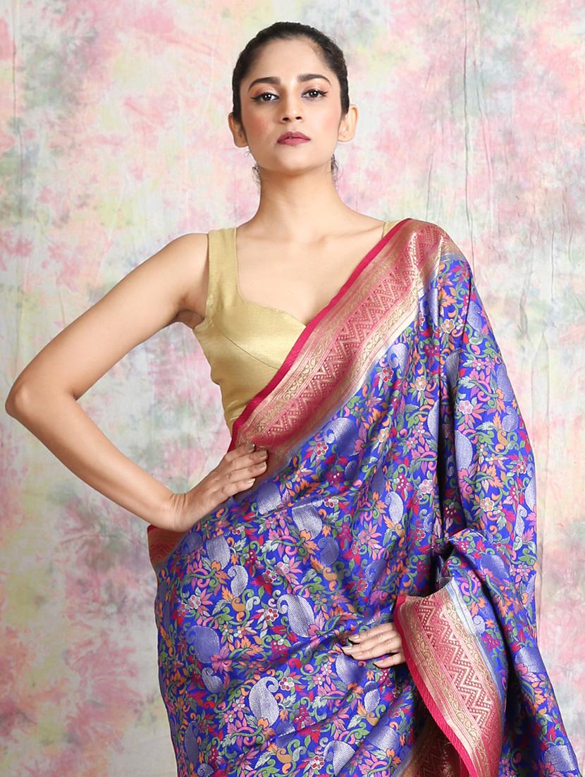 self design woven saree with blouse - 19968903 - Standard Image - 2