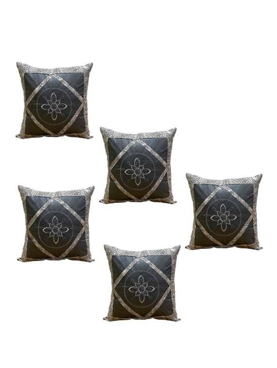 geometric gold brown sofa home décor cushion cover set of 5,16x16 inch - 19970022 - Zoom Image - 0