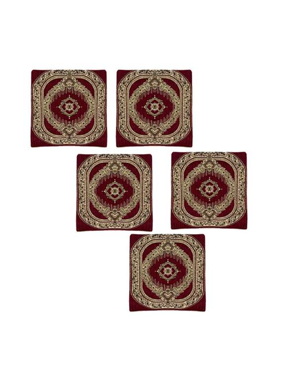 royal maroon traditional home d�cor cushion cover (pack of 5),16x16 inch
