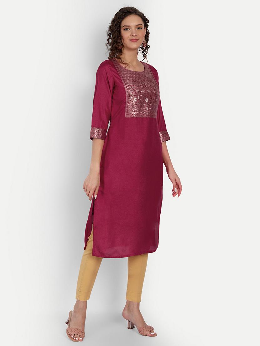 self design straight kurta - 19971067 - Standard Image - 2