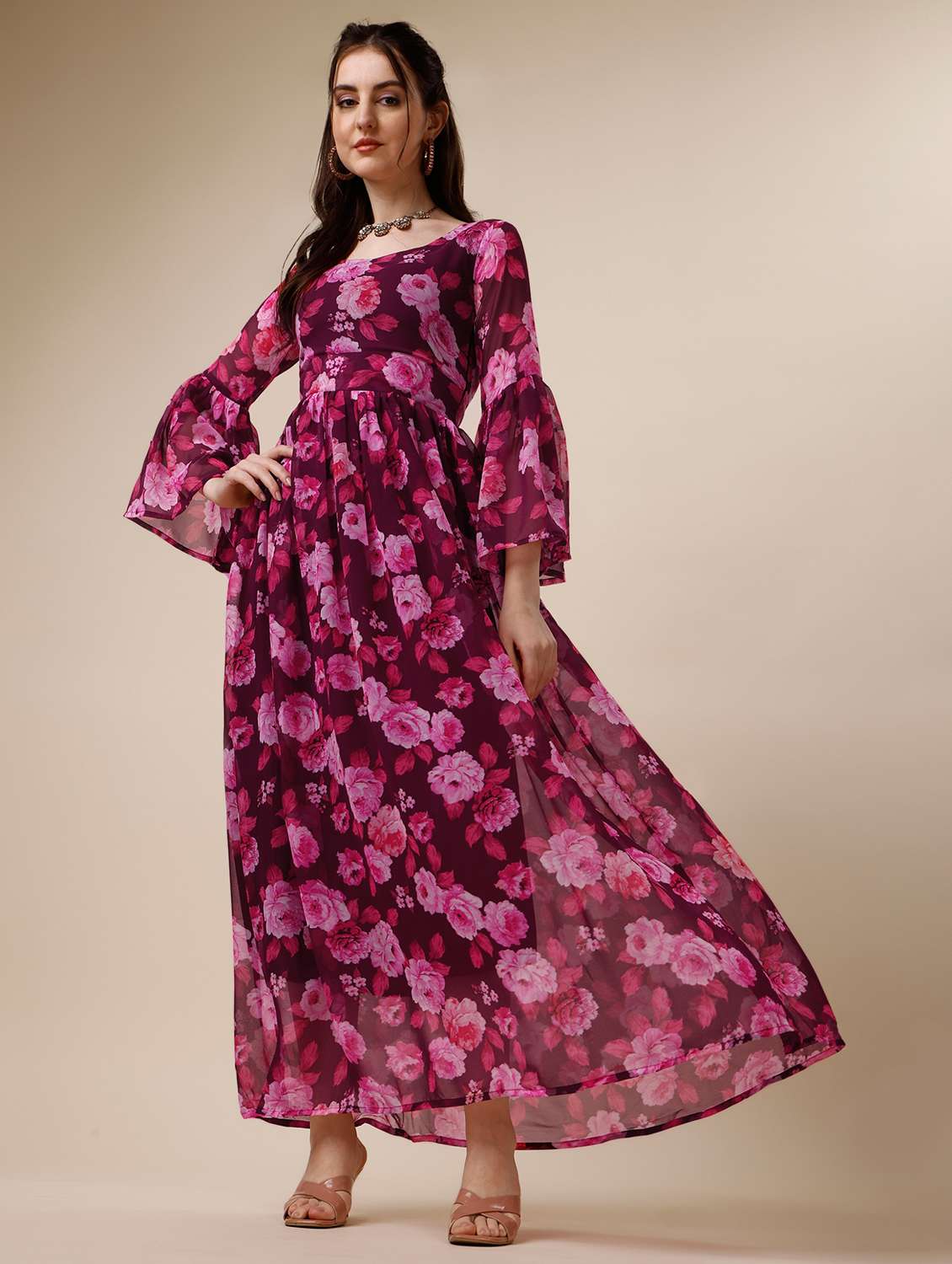 women's fit & flare floral dress - 19971961 - Standard Image - 2