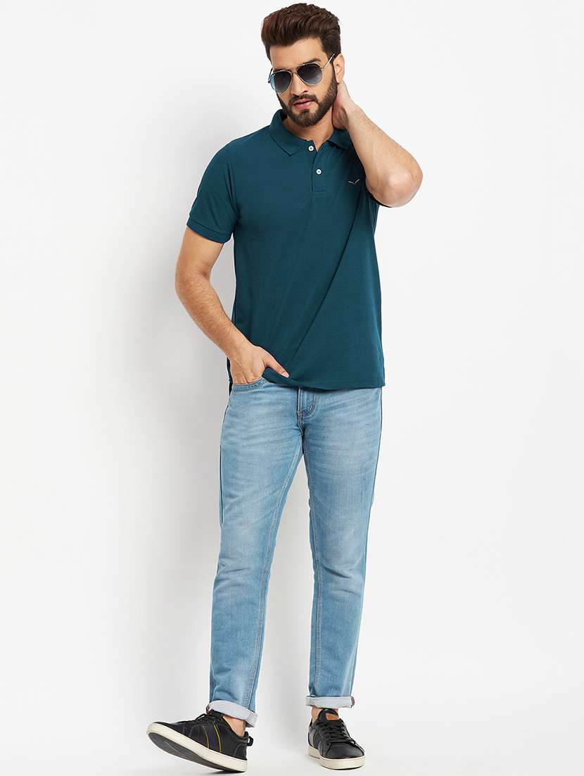 men's solid cotton polo t-shirt - 19972045 -  Standard Image - 2