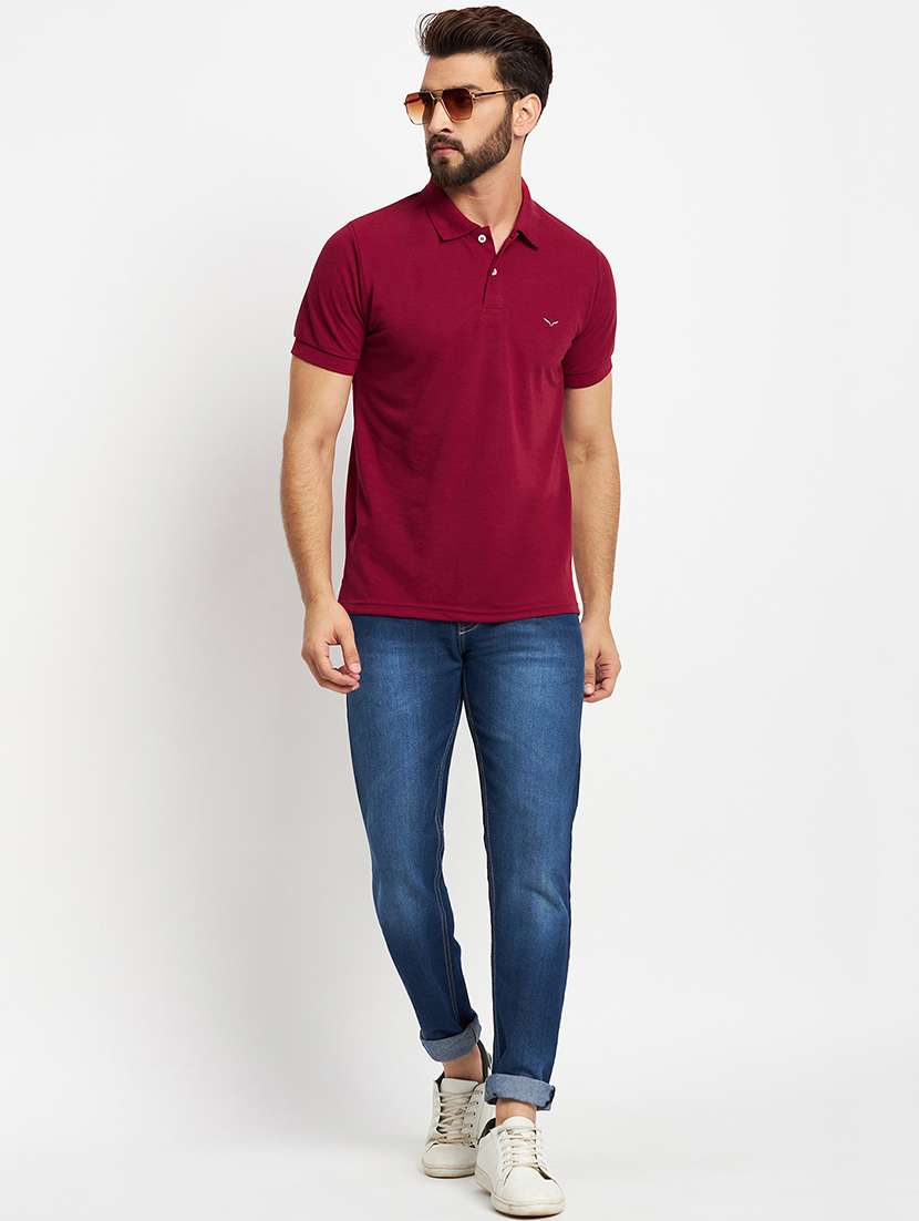 men's solid cotton polo t-shirt - 19972050 -  Standard Image - 2