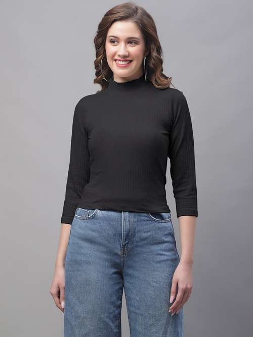 women black solid regular top - 19974452 - Standard Image - 0