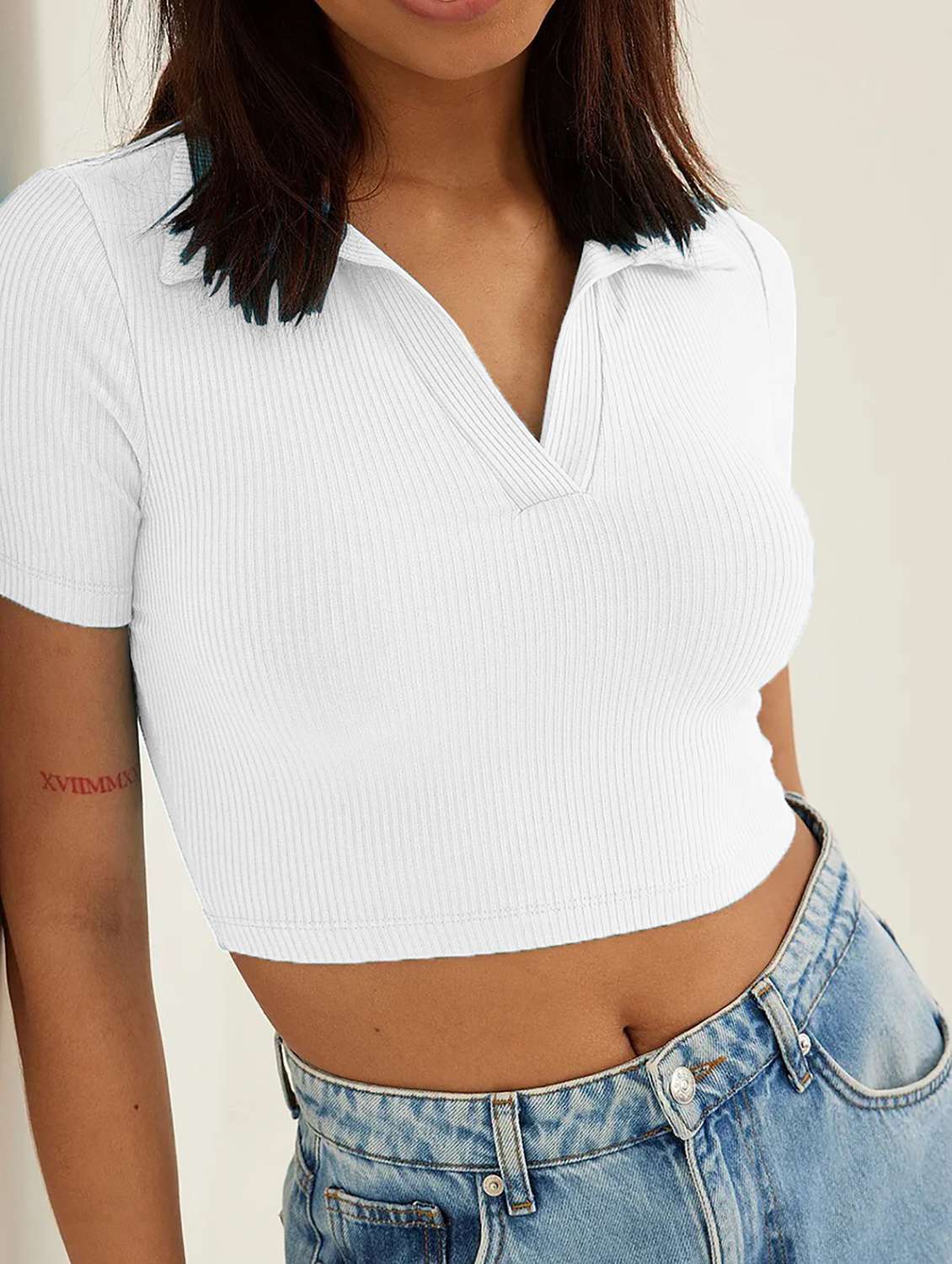 women's crop collared top - 19974579 -  Standard Image - 2