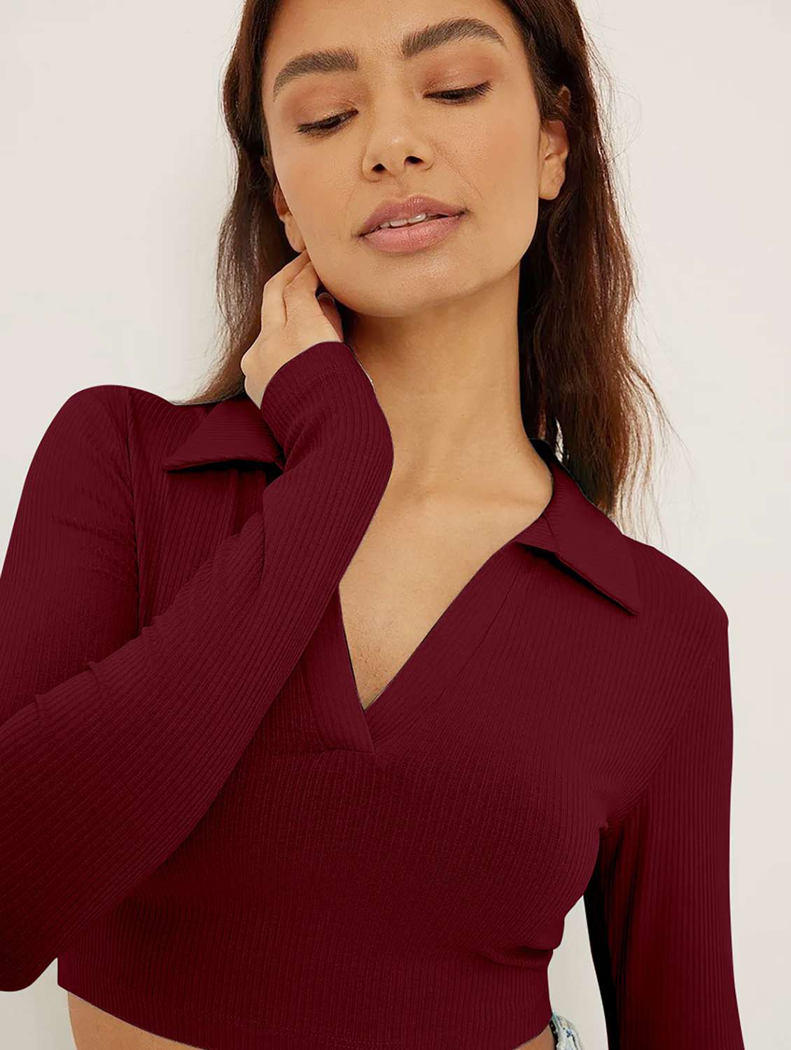 women's crop collared top - 19974581 -  Standard Image - 2