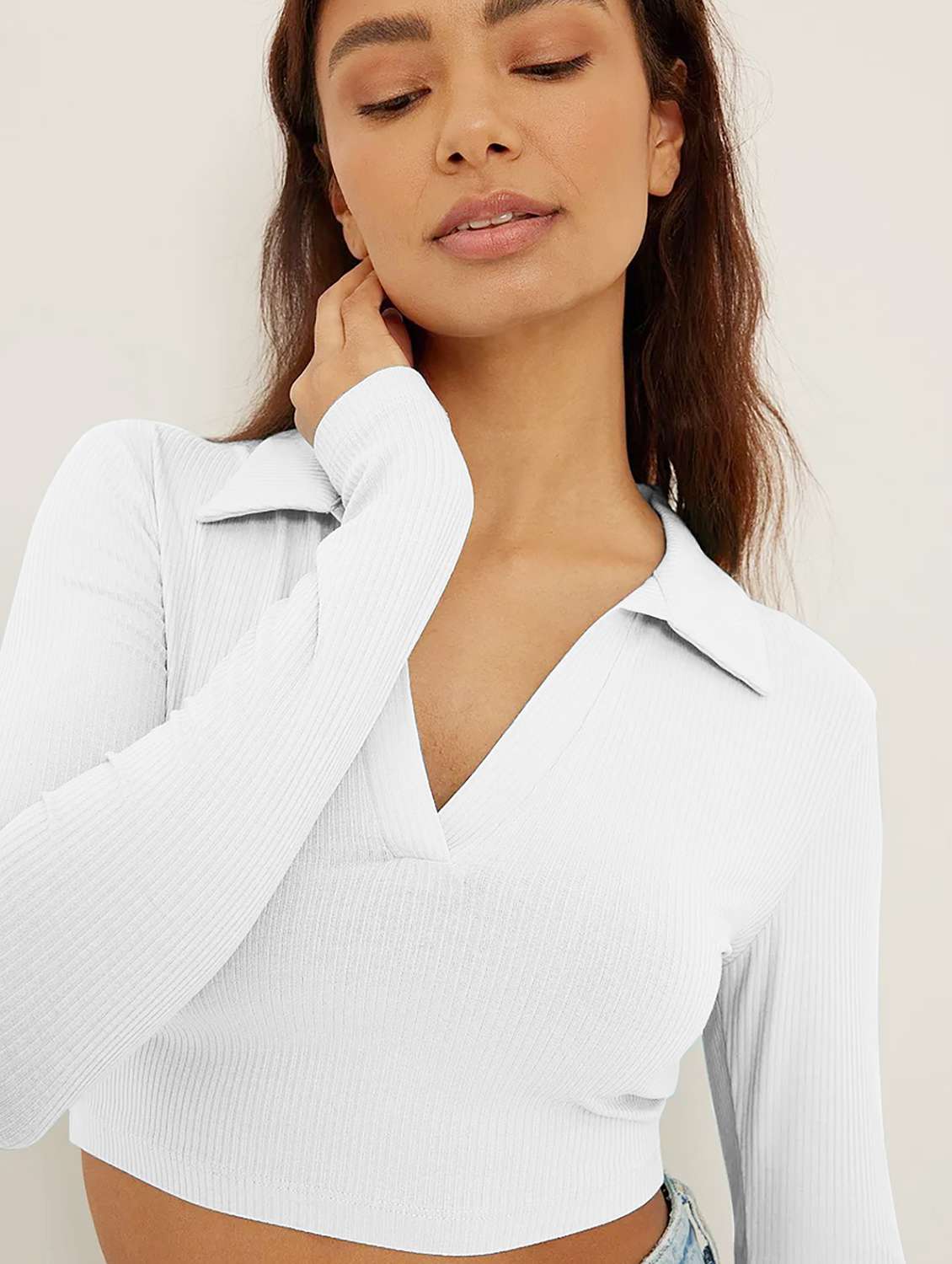 women's crop collared top - 19974586 -  Standard Image - 2