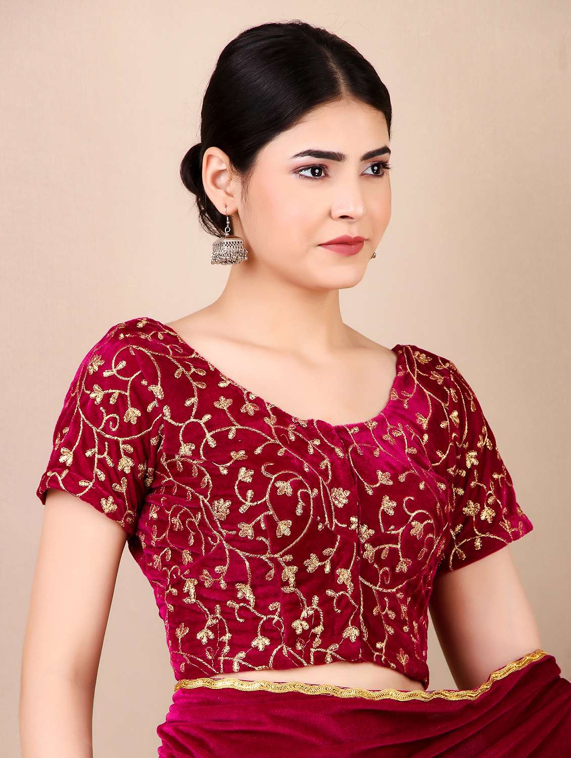 solid bordered saree with blouse - 19975547 -  Standard Image - 2