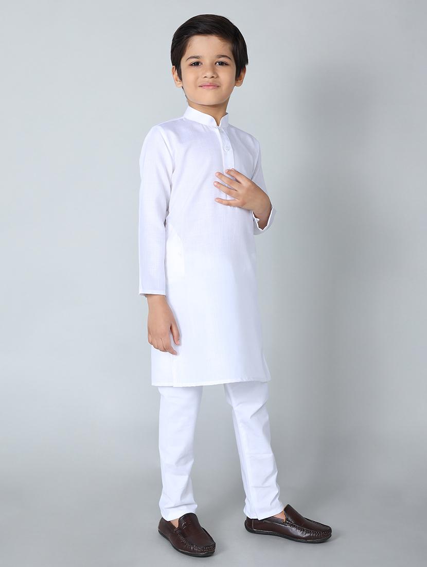white cotton kurta set - 19975800 - Standard Image - 2