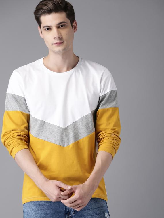 color block cotton regular t-shirt - 19976038 - Zoom Image - 0