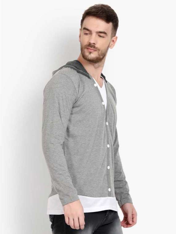 hood neck solid hooded t-shirt - 19976371 - Standard Image - 2