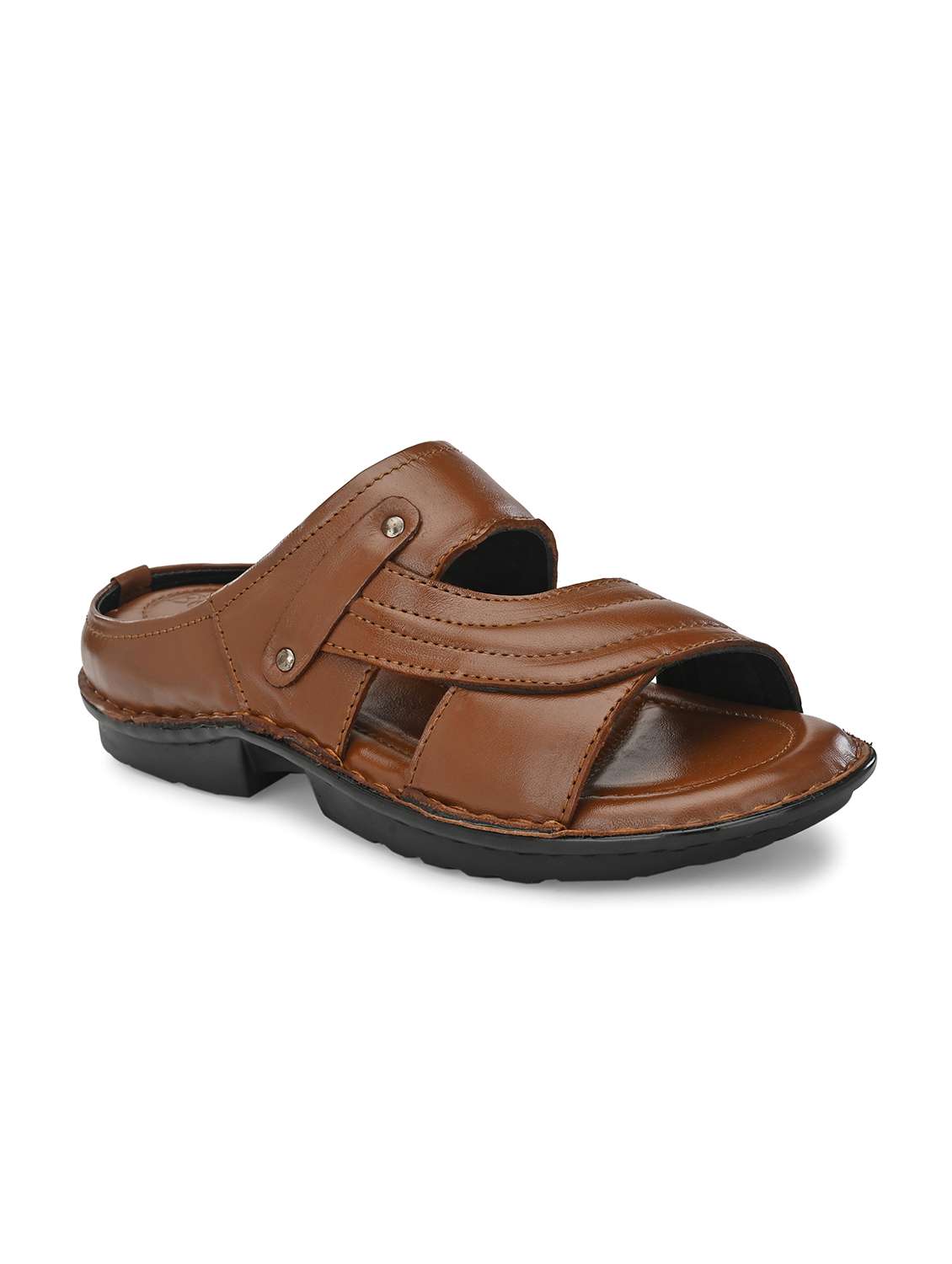 brown leather slip on slippers - 19977170 - Zoom Image - 0